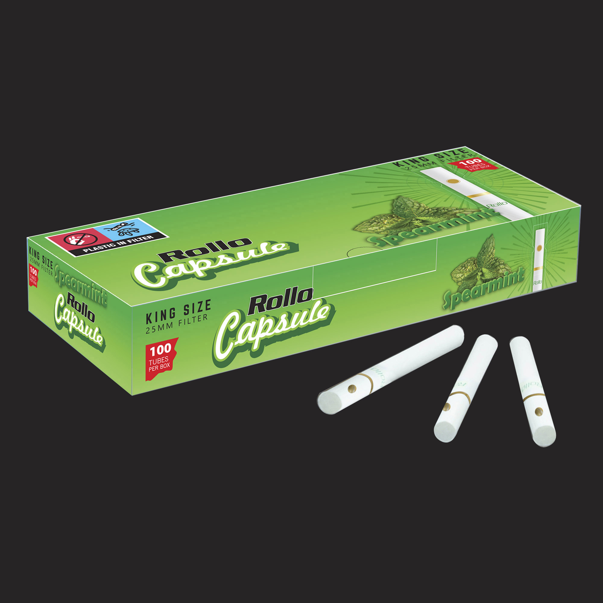 ROLLO ROLLO SPEARMINT CAPSULE KING SIZE CIGARETTE TUBES 100CT